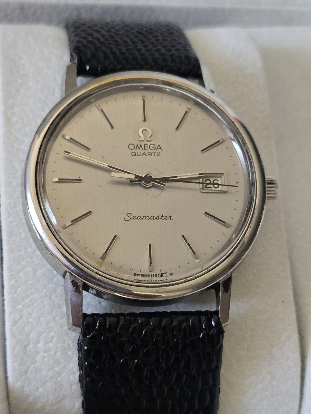Omega Seamaster Silver Dial Watch with Black Strap